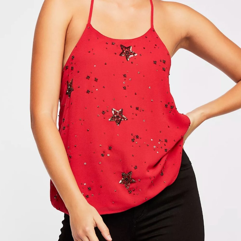Free People Embroidered Starry Tank